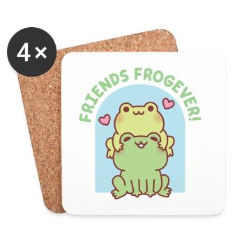 Cute Frogs Stacked Together Friends Frogever - Coasters (set of 4) - white - Front