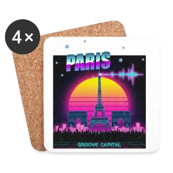 Paris Retro Wave Techno - Coasters (set of 4) - white - Front