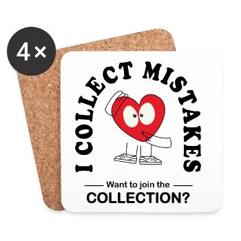 I Collect Mistakes – Funny Flirt Saying - Coasters (set of 4) - white - Front