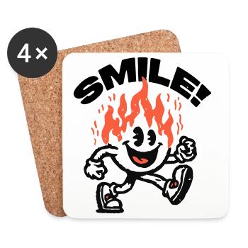 Smile! Fiery Friend Smiley - Coasters (set of 4) - white - Front