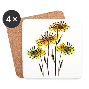 Fleur - Dessous de verre (lot de 4) - blanc - Devant