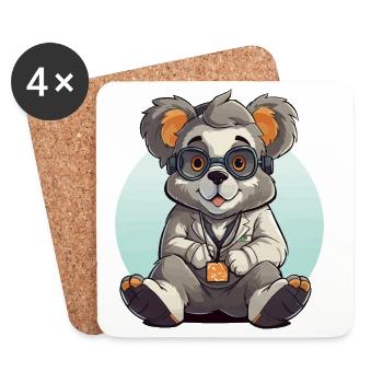 Scientifique panda de Kawaii - Dessous de verre (lot de 4) - blanc - Devant