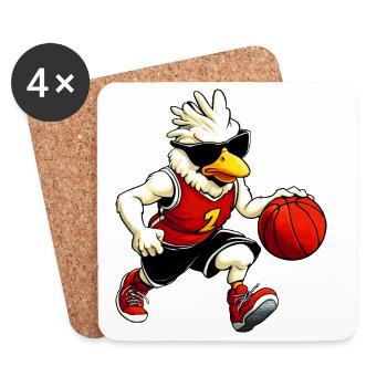 Basketball Chicken - Coasters (set of 4) - white - Front