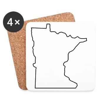 Carte du Minnesota - Dessous de verre (lot de 4) - blanc - Devant