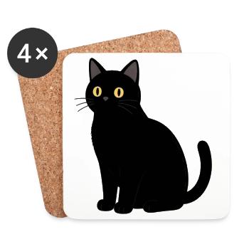 Chat noir chat noir - Dessous de verre (lot de 4) - blanc - Devant