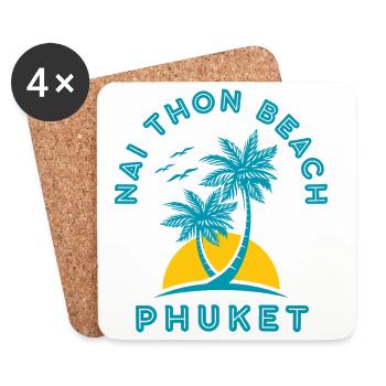 Nai Thon Beach Phuket Palm Sunset - Coasters (set of 4) - white - Front