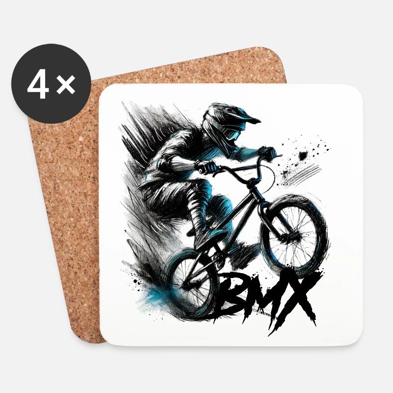 BMX - Dessous de verre (lot de 4) - blanc