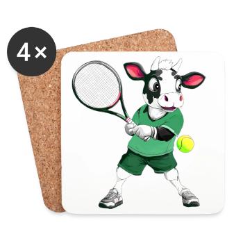 Tennis Kuh - Untersetzer (4er-Set) - Weiß - Vorne