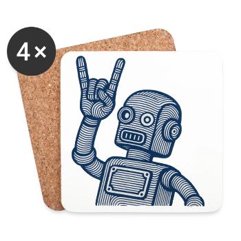 Retro Robot Horns Line Art - Coasters (set of 4) - white - Front