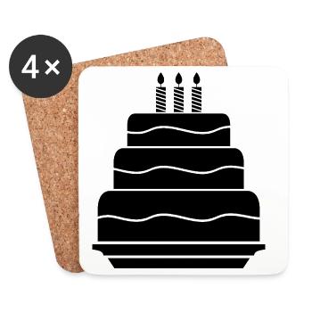 Gâteau d'anniversaire - Dessous de verre (lot de 4) - blanc - Devant