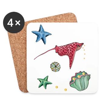 Starfish in the sea - Coasters (set of 4) - white - Front