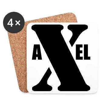 Axel – Conception du Prénom | Typographie minimale - Dessous de verre (lot de 4) - blanc - Devant
