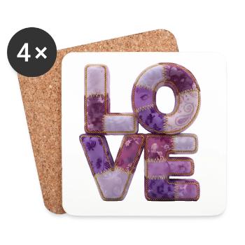 Patchwork Love Quiltlook Lettering - Coasters (set of 4) - white - Front