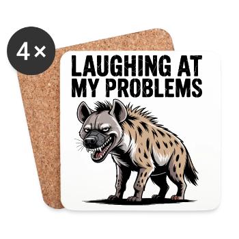 Rire de mes problèmes Hyène - Dessous de verre (lot de 4) - blanc - Devant