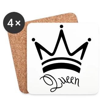 Queen Valentinstag, Hochzeitstag oder Paar Design - Untersetzer (4er-Set) - Weiß - Vorne