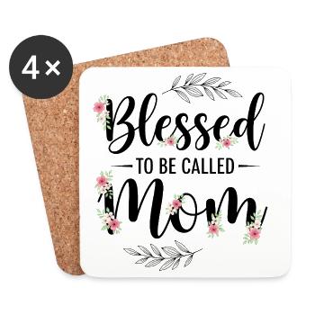Happy To Be Mom Mom Gift - Coasters (set of 4) - white - Front