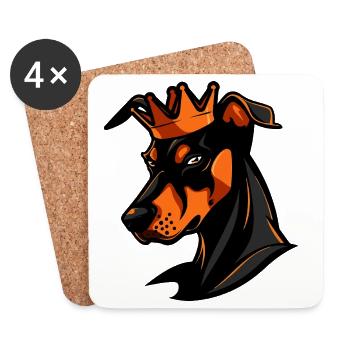 Couronne de chien doberman - Dessous de verre (lot de 4) - blanc - Devant