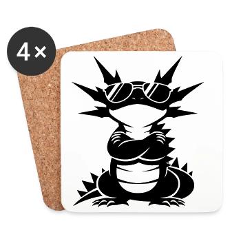 Axolotl cool avec des lunettes de soleil - Dessous de verre (lot de 4) - blanc - Devant