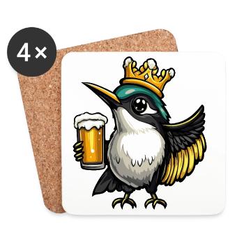 Kolibri Vogel Bier König - Untersetzer (4er-Set) - Weiß - Vorne