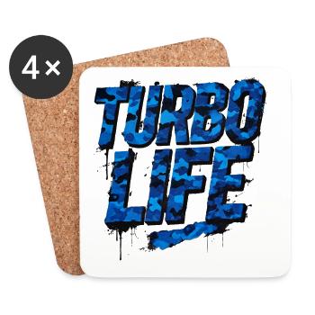 Turbo Life Blue Camo Car Scene Style - Coasters (set of 4) - white - Front