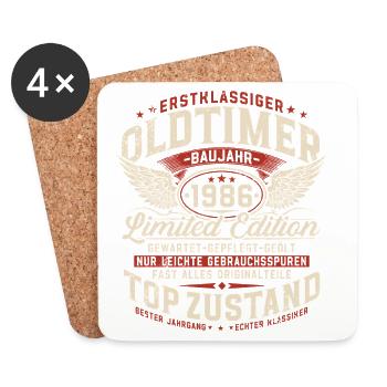 1986 Vintage Car 40th Birthday Gift Retro - Coasters (set of 4) - white - Front