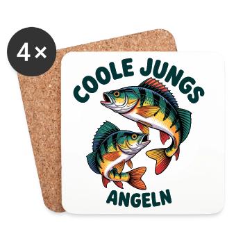 Coole Jungs Angeln - Untersetzer (4er-Set) - Weiß - Vorne