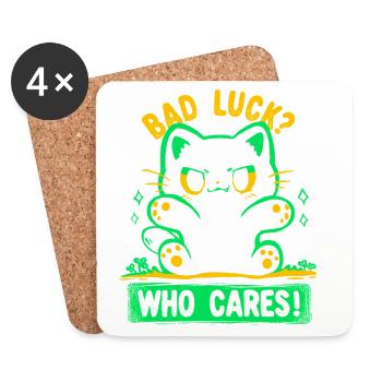 Bad Luck Who Cares - Coasters (set of 4) - white - Front
