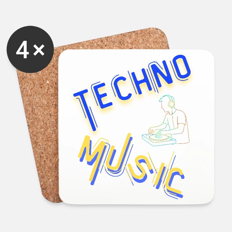 Techno Underground Club Logo - Untersetzer (4er-Set) - Weiß