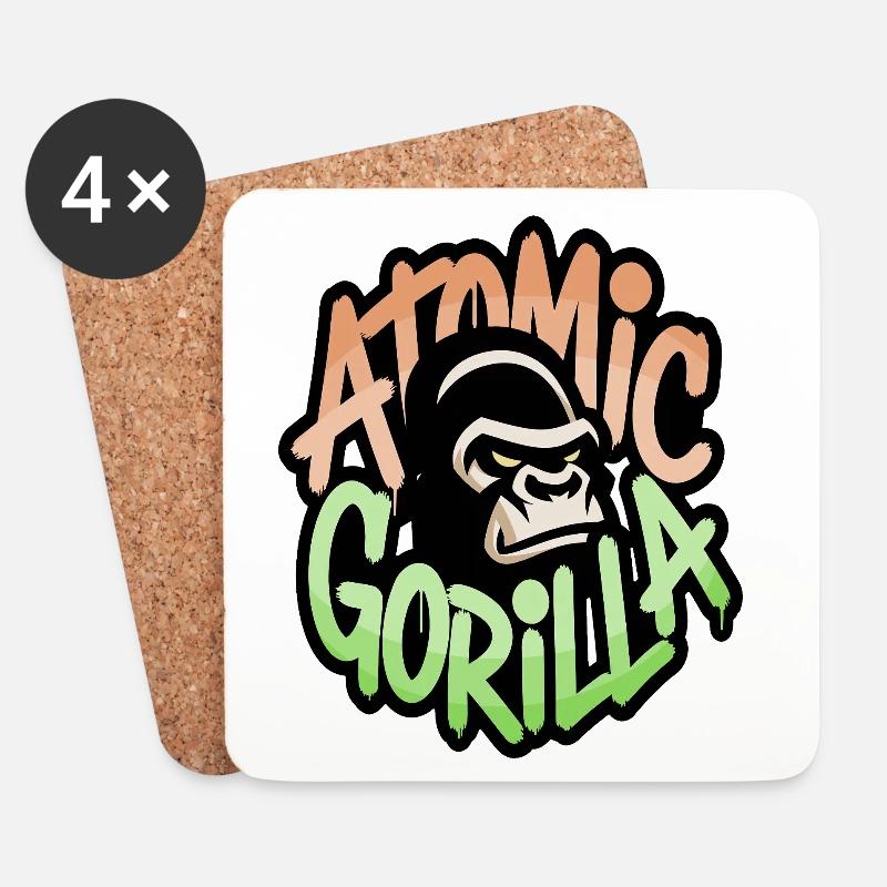 Atomic Gorilla Graffiti - Coasters (set of 4) - white