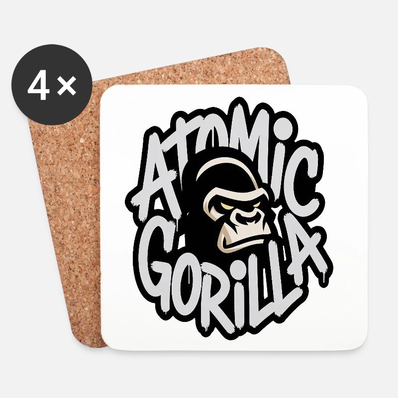 Emblème graffiti du gorille atomique - Dessous de verre (lot de 4) - blanc