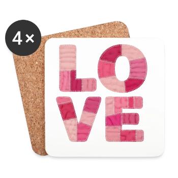 Love Patchwork Shirt Stickers for Women - Coasters (set of 4) - white - Front