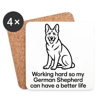 Mein Deutscher Schäferhund kann ein besseres Leben haben - Untersetzer (4er-Set) - Weiß - Vorne