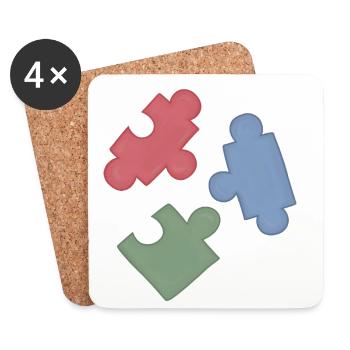Groupe de trois casse-tête des couleurs du puzzle - Dessous de verre (lot de 4) - blanc - Devant