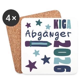 KIGA Abgänger 2026 - Tschüss Kindergarten - Untersetzer (4er-Set) - Weiß - Vorne