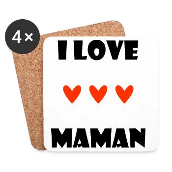 ICH LIEBE MAMA. MAMA. MUTTERTAG. HERZ. PARTY. - Untersetzer (4er-Set) - Weiß - Vorne