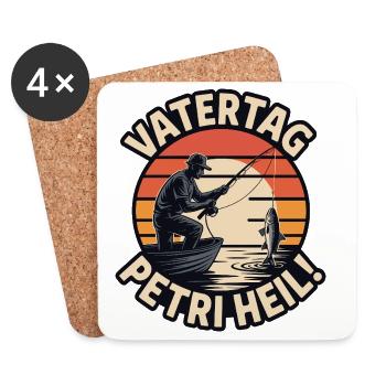 Petri Heil Papa Vatertag Geschenk Angler 2026 - Untersetzer (4er-Set) - Weiß - Vorne