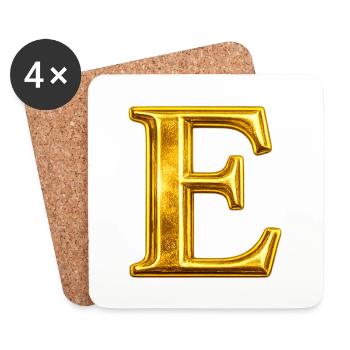 Golden E Monogram Design - Coasters (set of 4) - white - Front