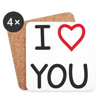I ❤️ You – Doux Love Text Design - Dessous de verre (lot de 4) - blanc - Devant