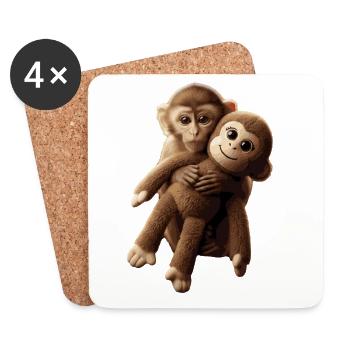 Jouet en peluche viral de Punch & Peout Animal Monkey - Dessous de verre (lot de 4) - blanc - Devant
