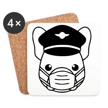 Masque noir du pilote Frenchie - Dessous de verre (lot de 4) - blanc - Devant