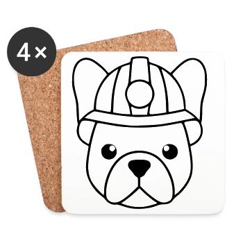 Frenchie Miner Helmet Lamp - Coasters (set of 4) - white - Front