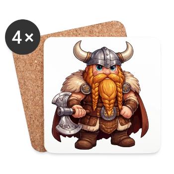 Viking Dwarf with Axe - Coasters (set of 4) - white - Front