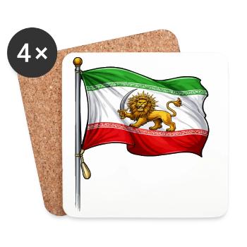 Lion Sword Iran Flag - Coasters (set of 4) - white - Front