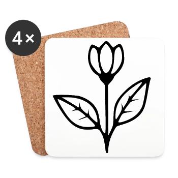 Fleurs Tulipe Fleurs Fleurs en fleur Herbes herbes fleurs sauvages - Dessous de verre (lot de 4) - blanc - Devant