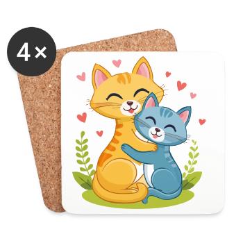 Petit chaton câlin - Dessous de verre (lot de 4) - blanc - Devant
