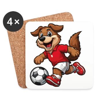 Chien de football - Dessous de verre (lot de 4) - blanc - Devant