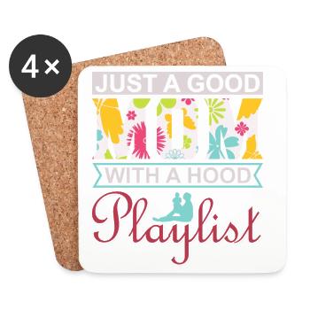 Juste une bonne maman avec une cagoule Chemise de playlist - Dessous de verre (lot de 4) - blanc - Devant