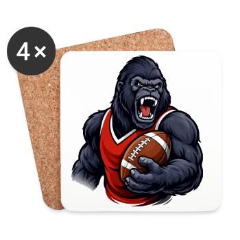 Gorille avec maillot de football - Dessous de verre (lot de 4) - blanc - Devant