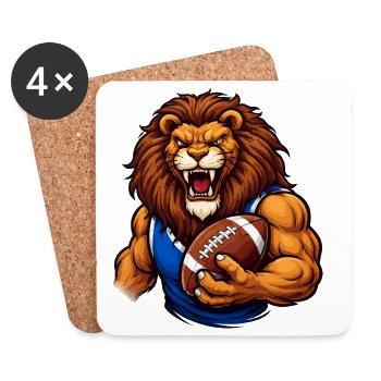 Lion Football Mascot - Coasters (set of 4) - white - Front
