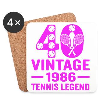 40e anniversaire du tennis 1986, chemise élégante - Dessous de verre (lot de 4) - blanc - Devant
